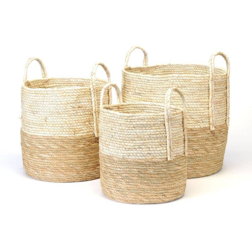 Cream + Natural Plant Basket with Handles | {neighborhood} Bacon Basketware
