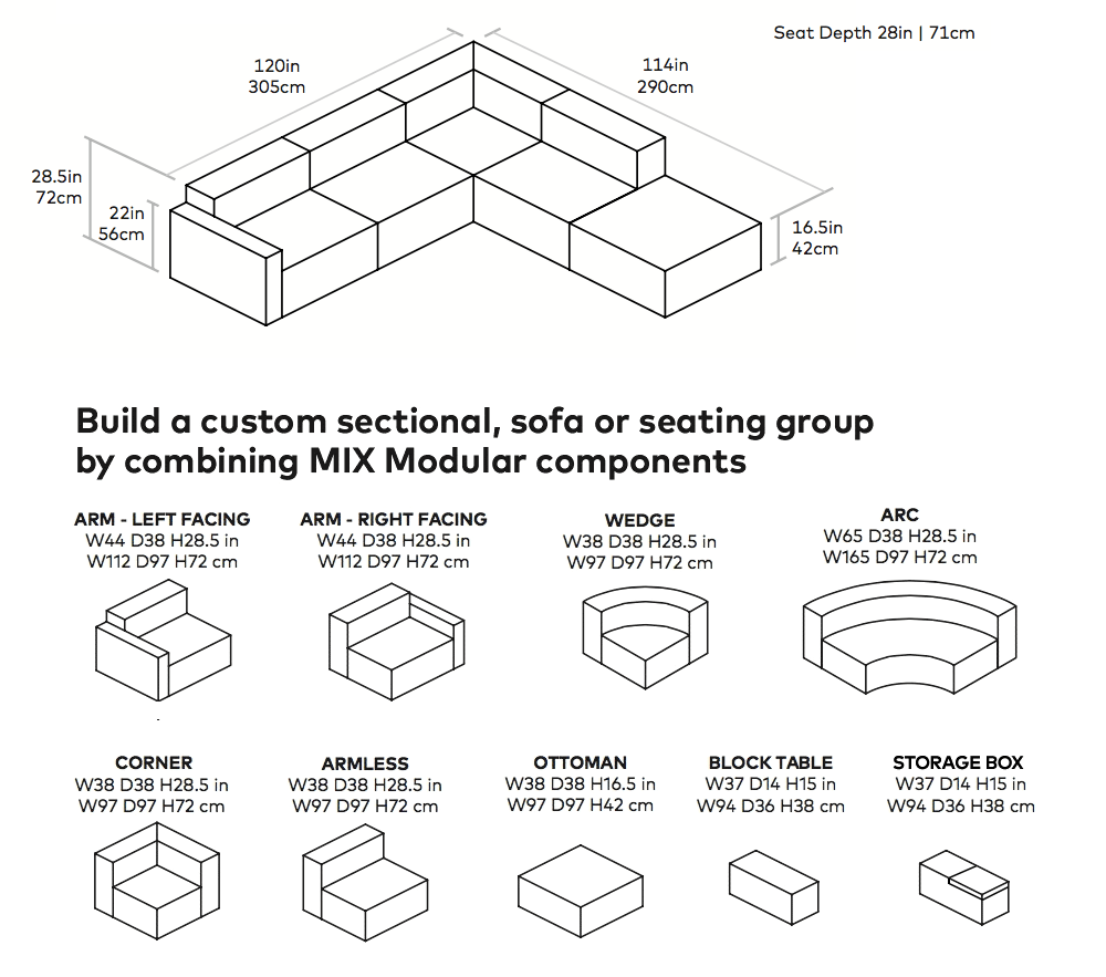 Mix Modular 5-PC Sectional | {neighborhood} Gus* Modern