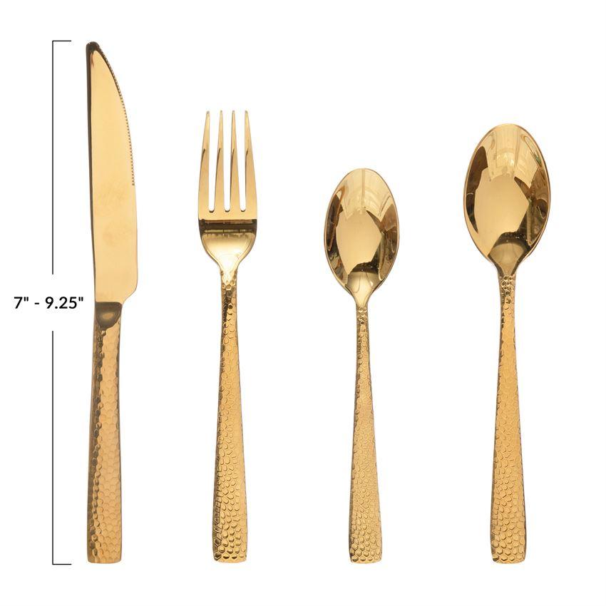 Hammered Gold Flatware Set | {neighborhood} Bloomingville