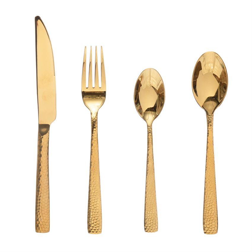 Hammered Gold Flatware Set | {neighborhood} Bloomingville