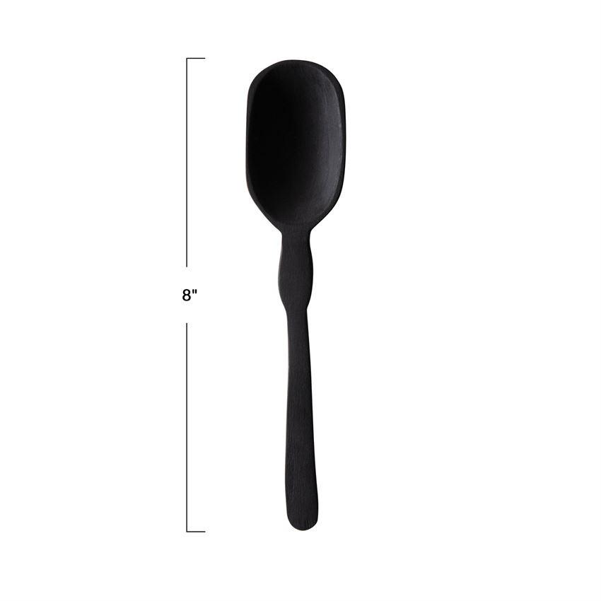 Medium Black Hand-Carved Acacia Wood Spoon | {neighborhood} Bloomingville