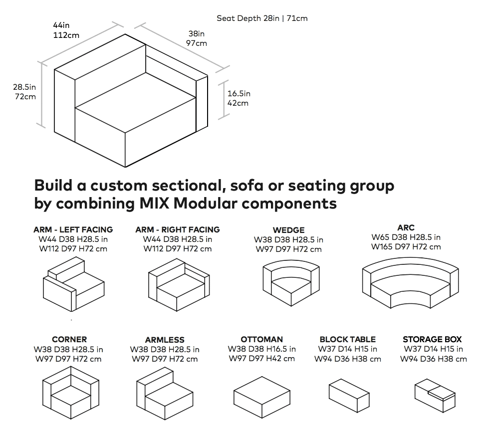 Mix Modular Right Arm Chair | {neighborhood} Gus* Modern