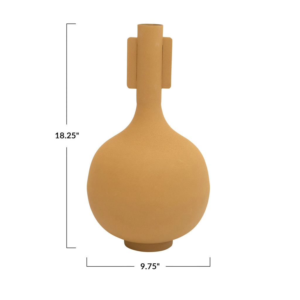 Round Mustard Textured Metal Vase | {neighborhood} Bloomingville