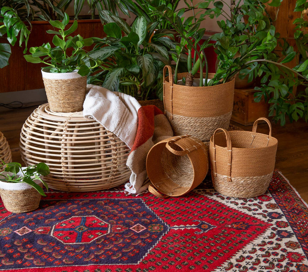 Rust + Natural Plant Basket with Handles | {neighborhood} Bacon Basketware