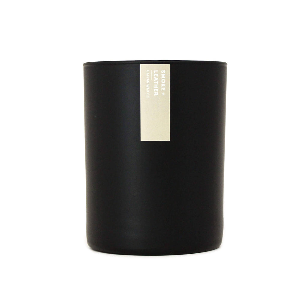 Smoke + Leather Matte Black Tumbler | {neighborhood} Calyan Wax Co.