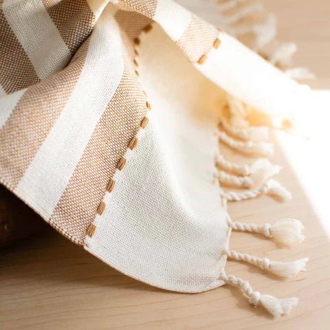 Tan Stripe Woven Hand Towel | {neighborhood} Fair + Simple