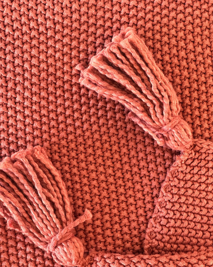 Tasseled Knitted Throw Blanket | {neighborhood} Drew Derose Designs